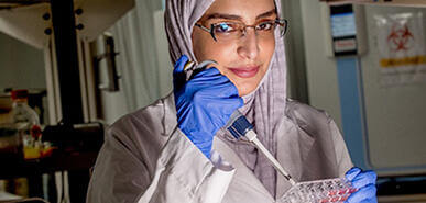 person looking ahead testing sample