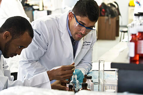 Students testing in the lab.