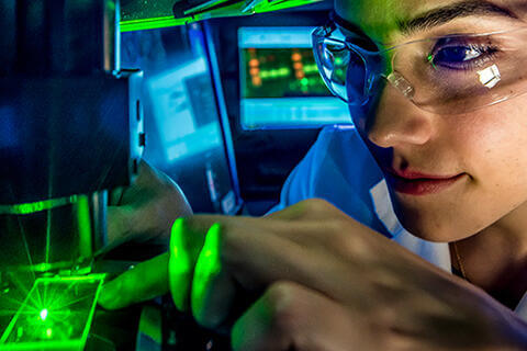 green laser light and student